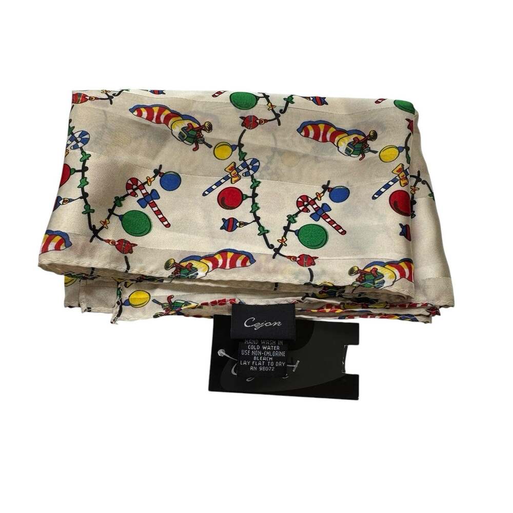 Cejon Festive Christmas Printed Holiday Scarf New w/tags 60”x10”